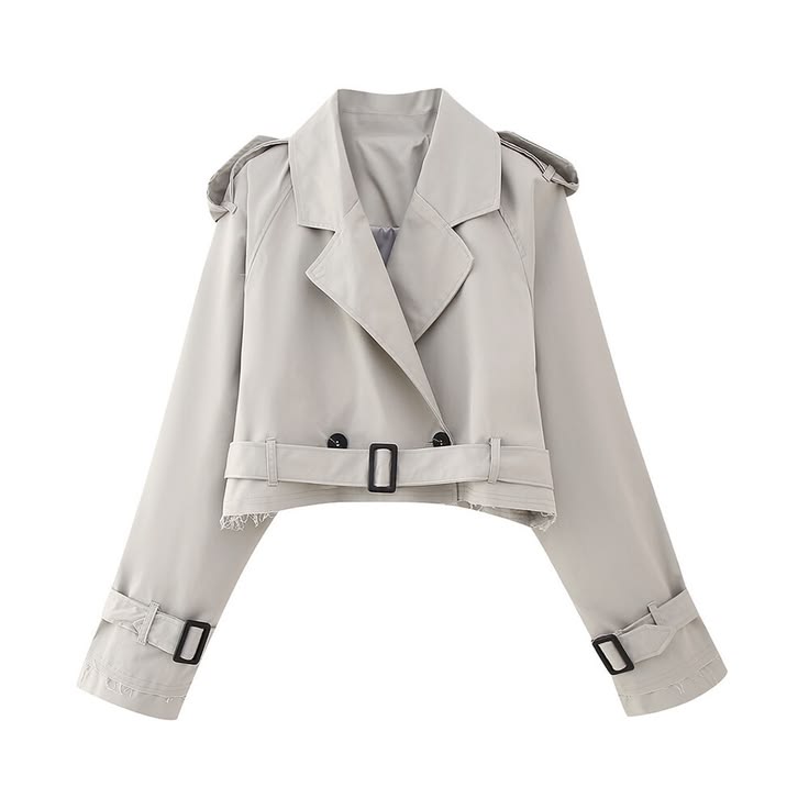 Short trench coat with belt