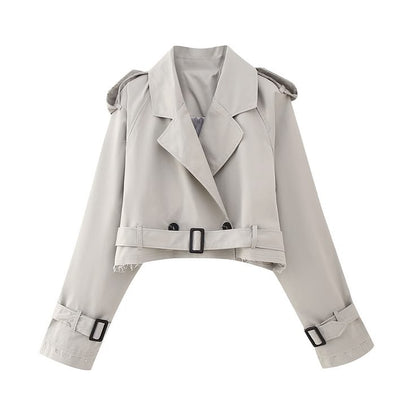 Short trench coat with belt