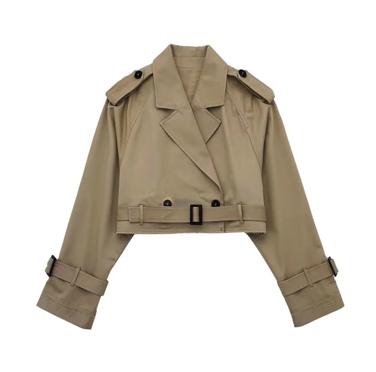 Short trench coat with belt