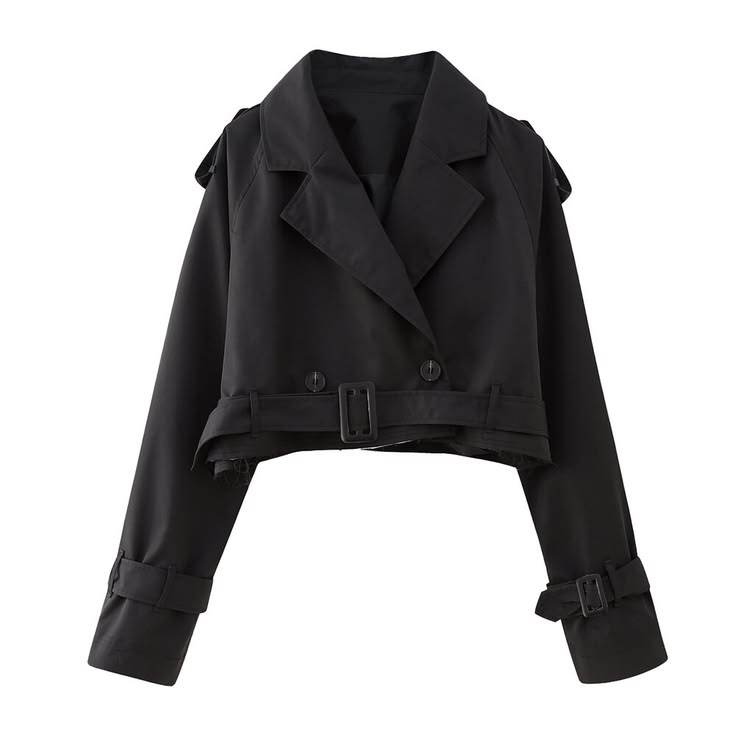 Short trench coat with belt