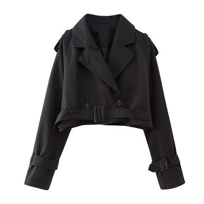 Short trench coat with belt