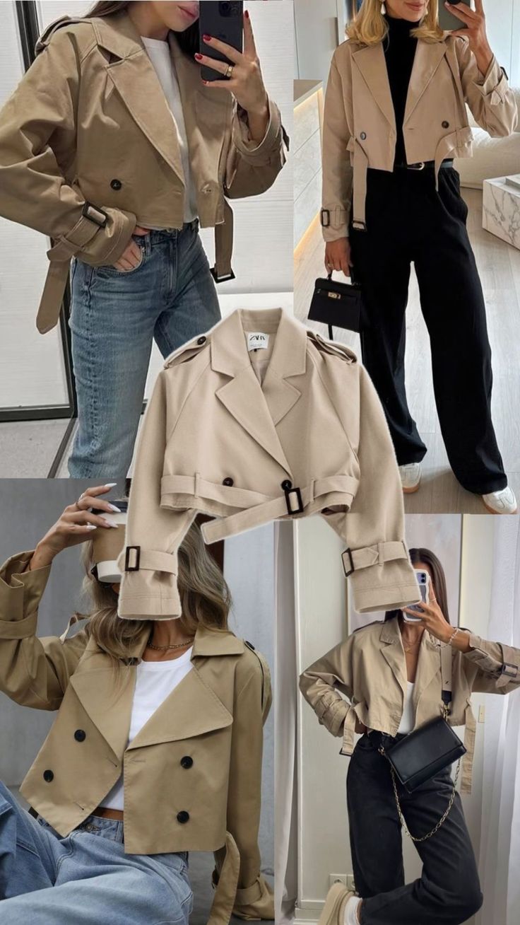 Short trench coat with belt