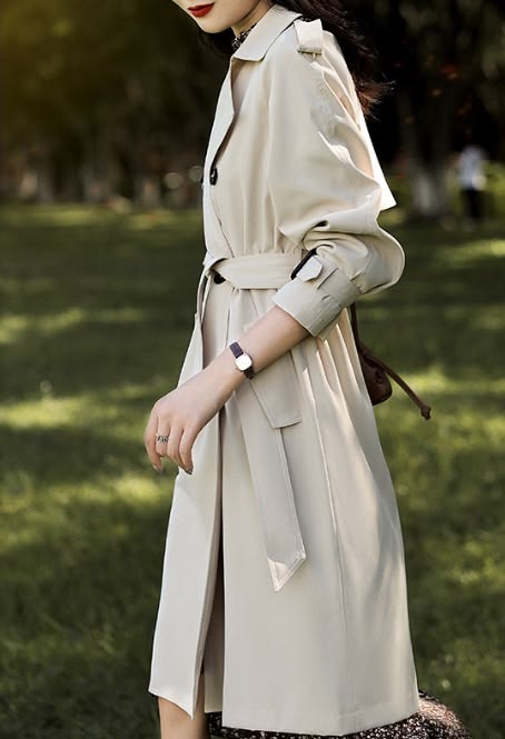 Aisha London – Apricot Classic Belted Trench Coat