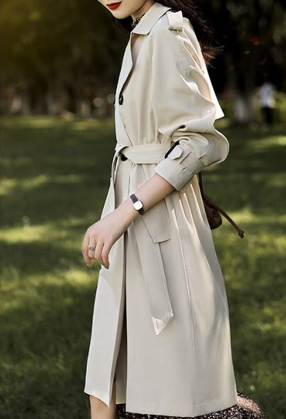 Aisha London – Apricot Classic Belted Trench Coat