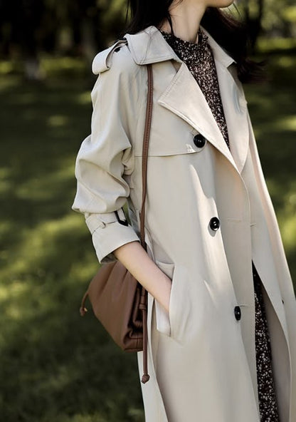 Aisha London – Apricot Classic Belted Trench Coat